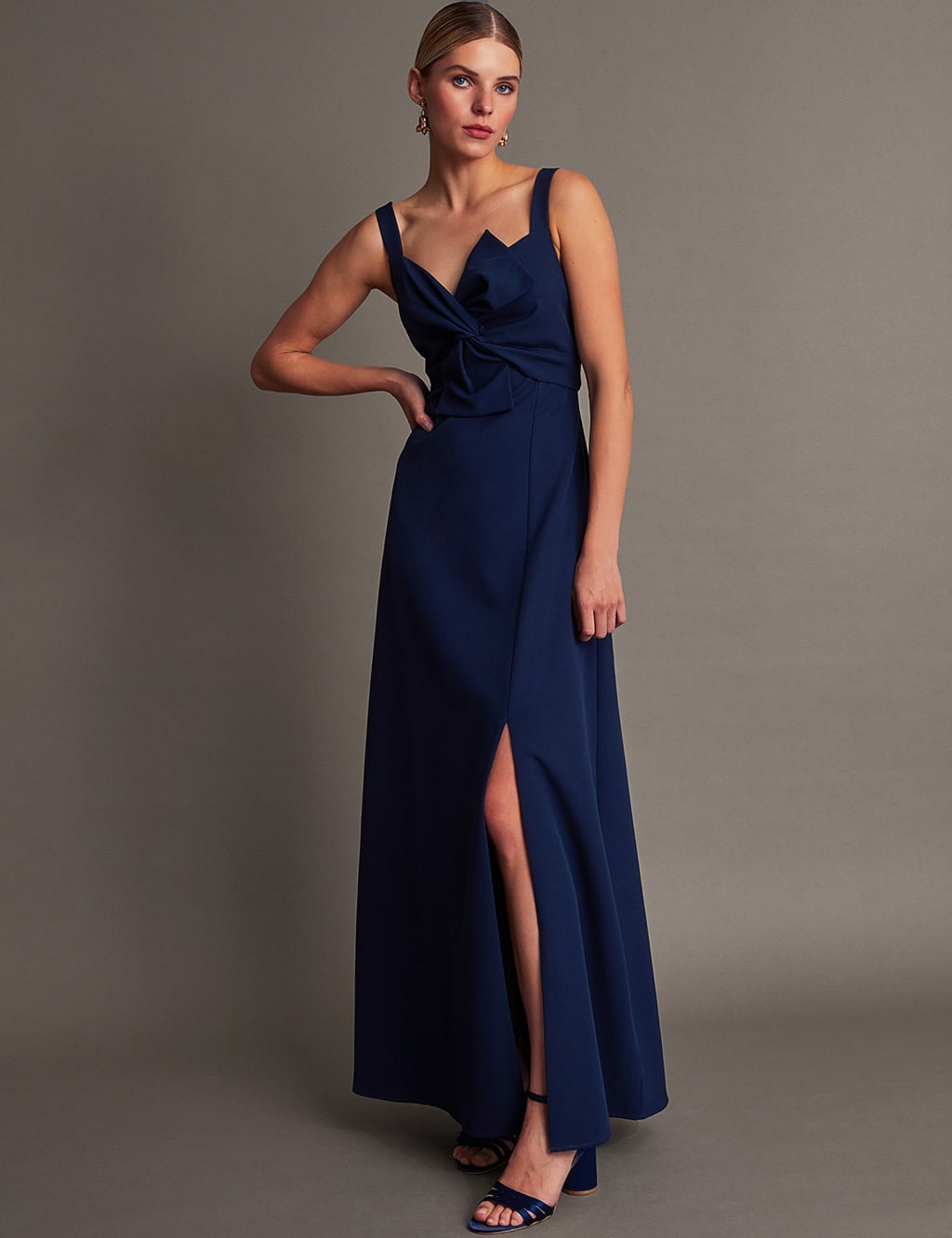 Sweetheart Neckline Twist Front Maxi Dress