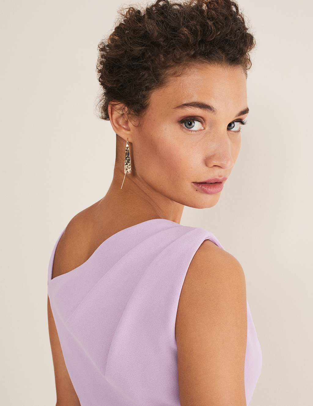 V-Neck Ruched Midi Tea Dress image 2
