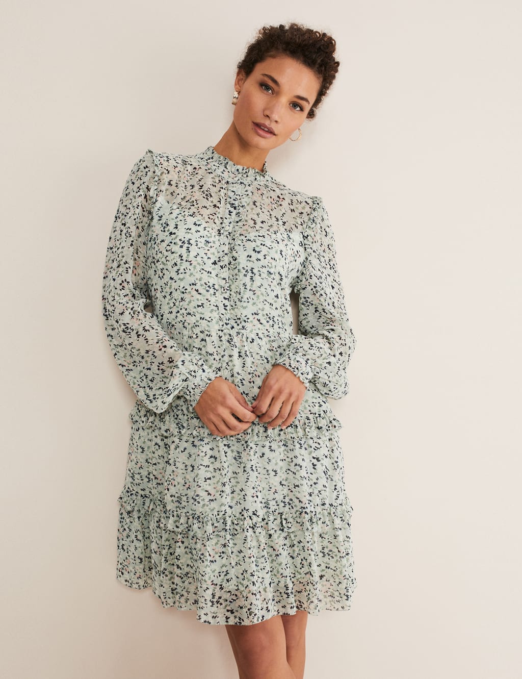 Ditsy Floral High Neck Mini Tea Dress image 4