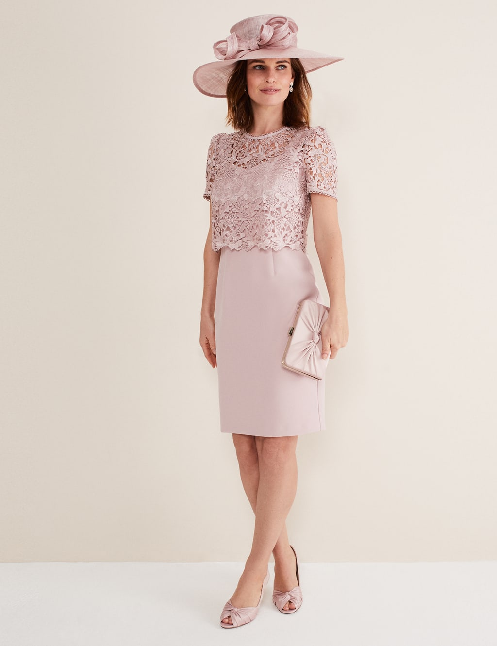 Lace Round Neck Knee Length Tea Dress