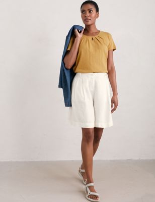 Seasalt Cornwall Women's Pure Cotton Scoop Neck T-Shirt - 16 - Yellow Mix, Yellow Mix