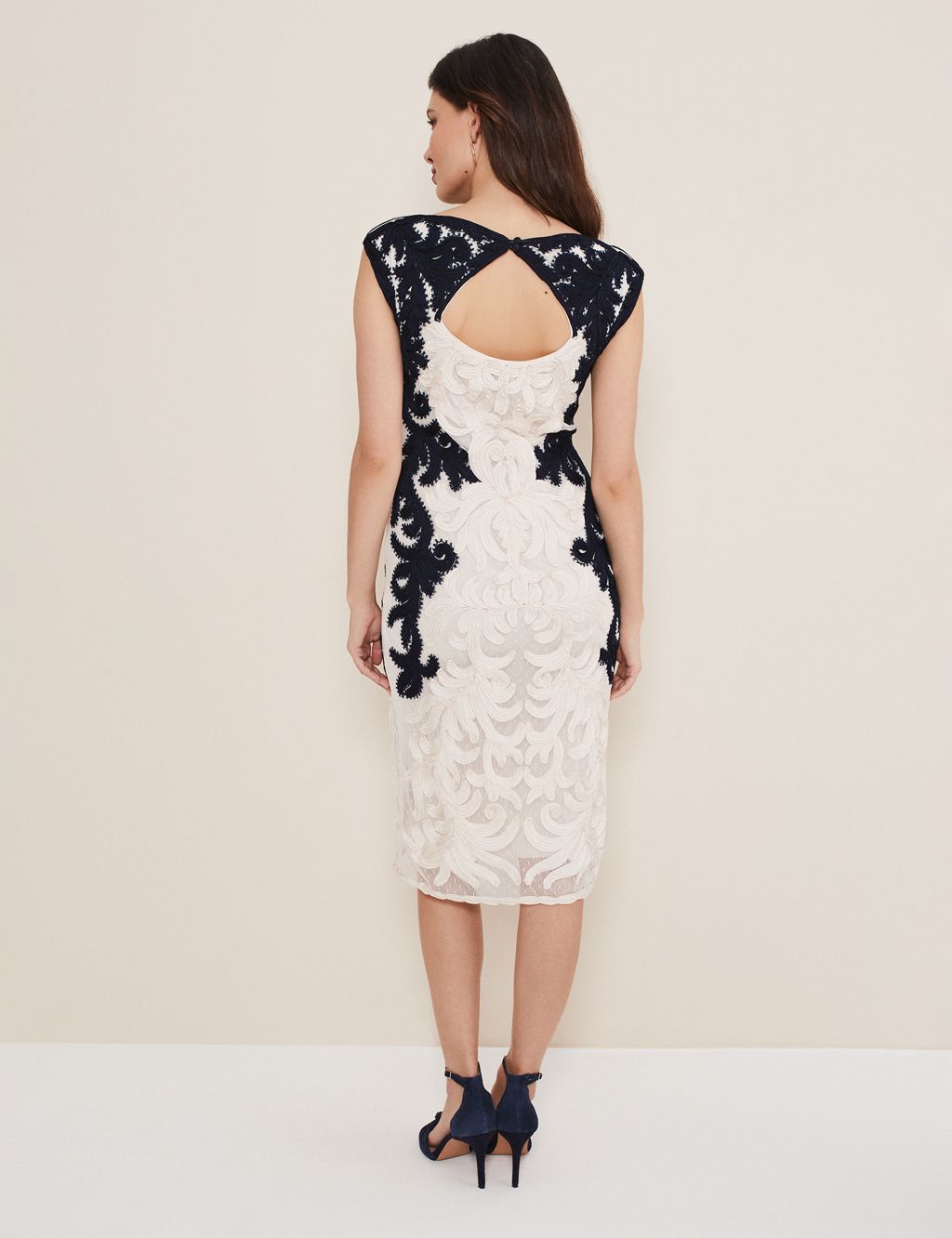Embroidered Round Neck Tailored Dress image 5