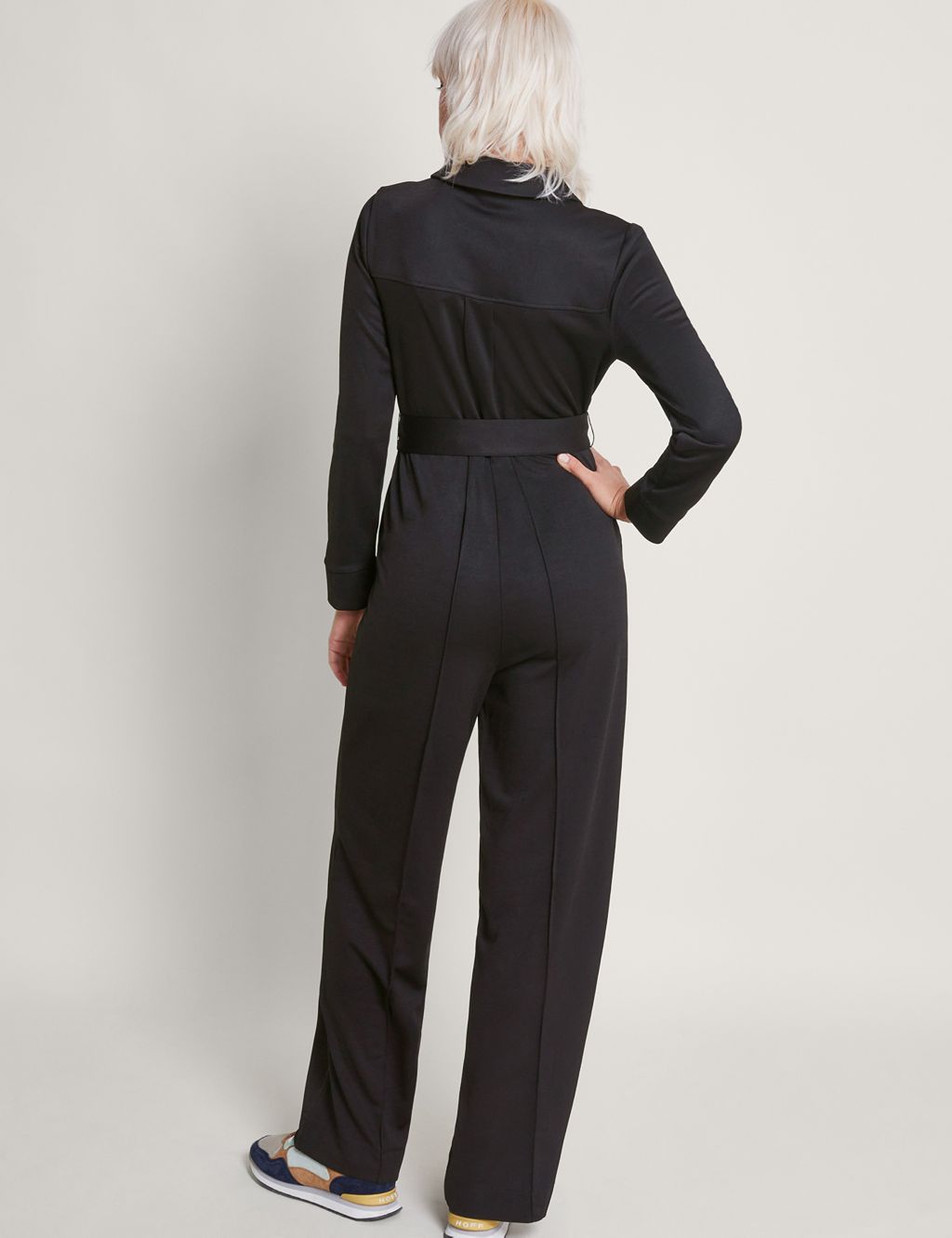 Jersey Button Front Long Sleeve Jumpsuit image 3