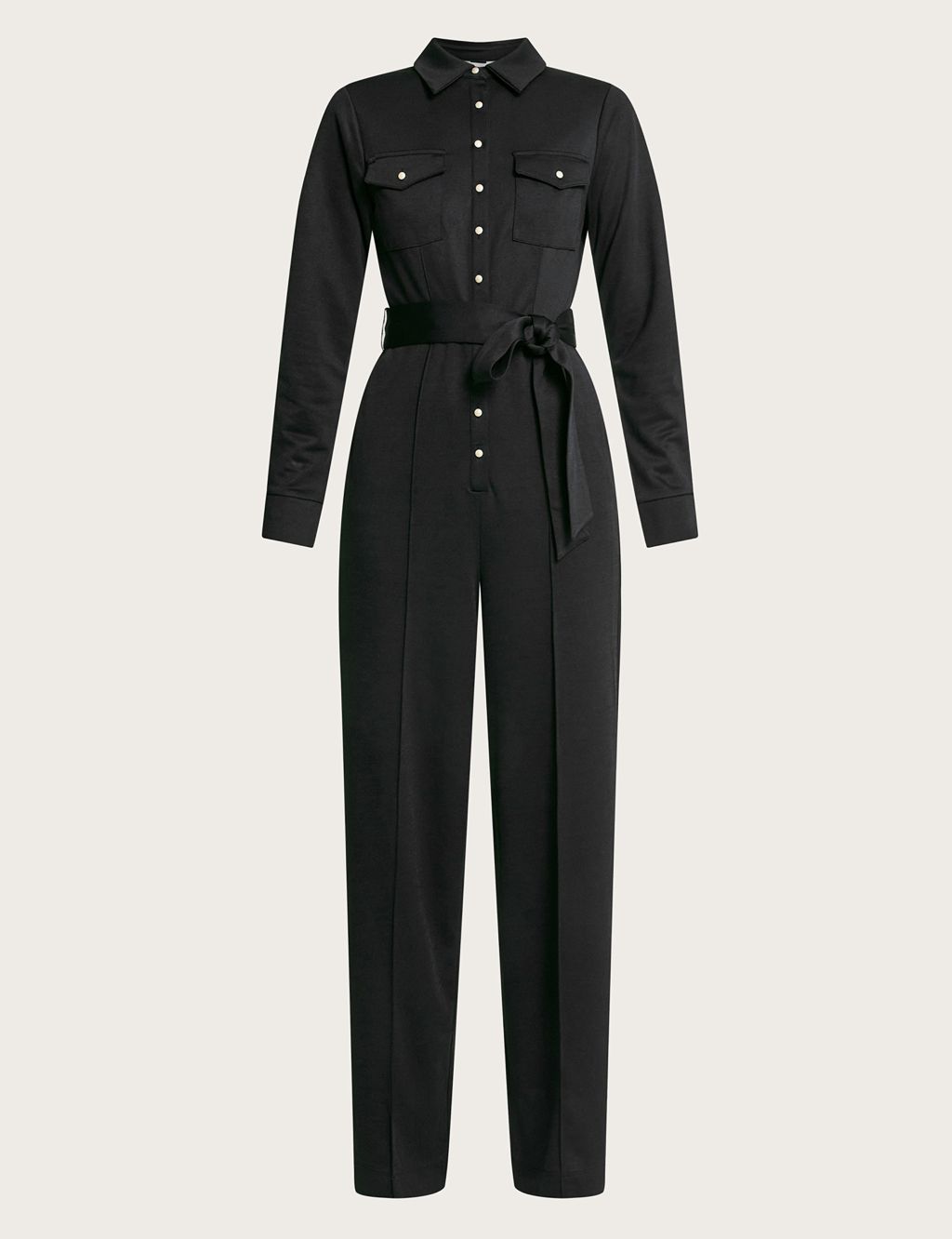 Jersey Button Front Long Sleeve Jumpsuit image 2