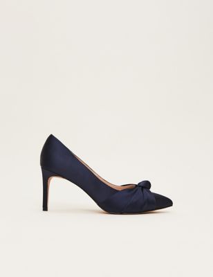 Phase Eight Womens Satin Stiletto Heel Pointed Court Shoes - 4 - Navy, Navy