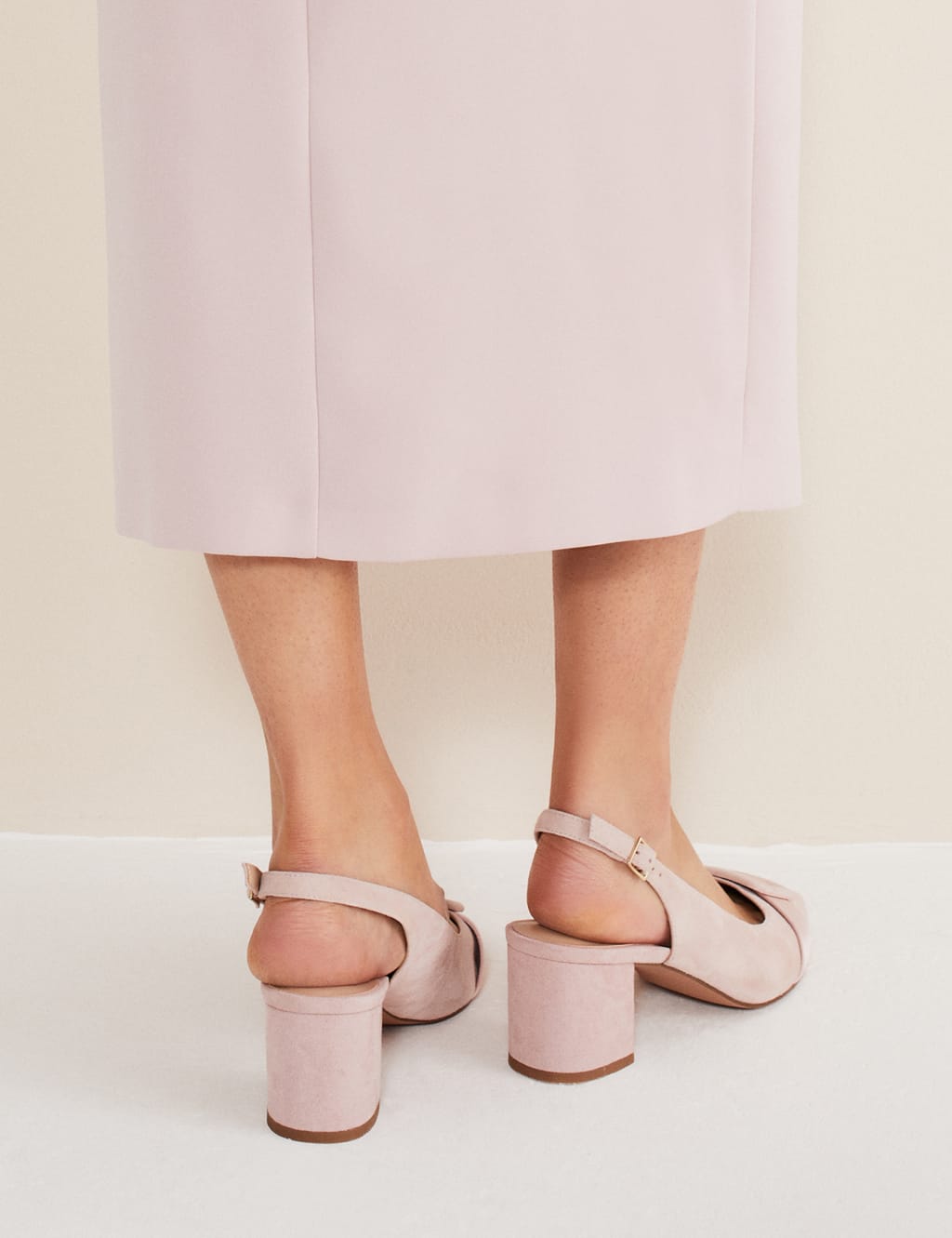 Suede Buckle Block Heel Slingback Shoes image 6
