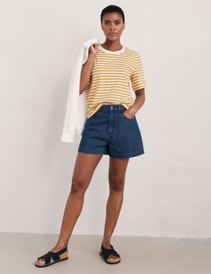Seasalt Cornwall Women's Pure Cotton Striped T-Shirt - 20 - Yellow Mix, Yellow Mix