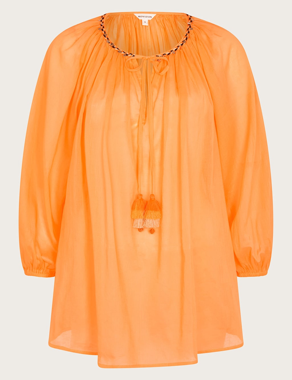 Pure Cotton Tie Neck Tassel Top image 2