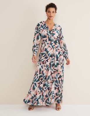 Phase Eight Women's Printed V-Neck Maxi Column Dress - 8 - Multi, Multi