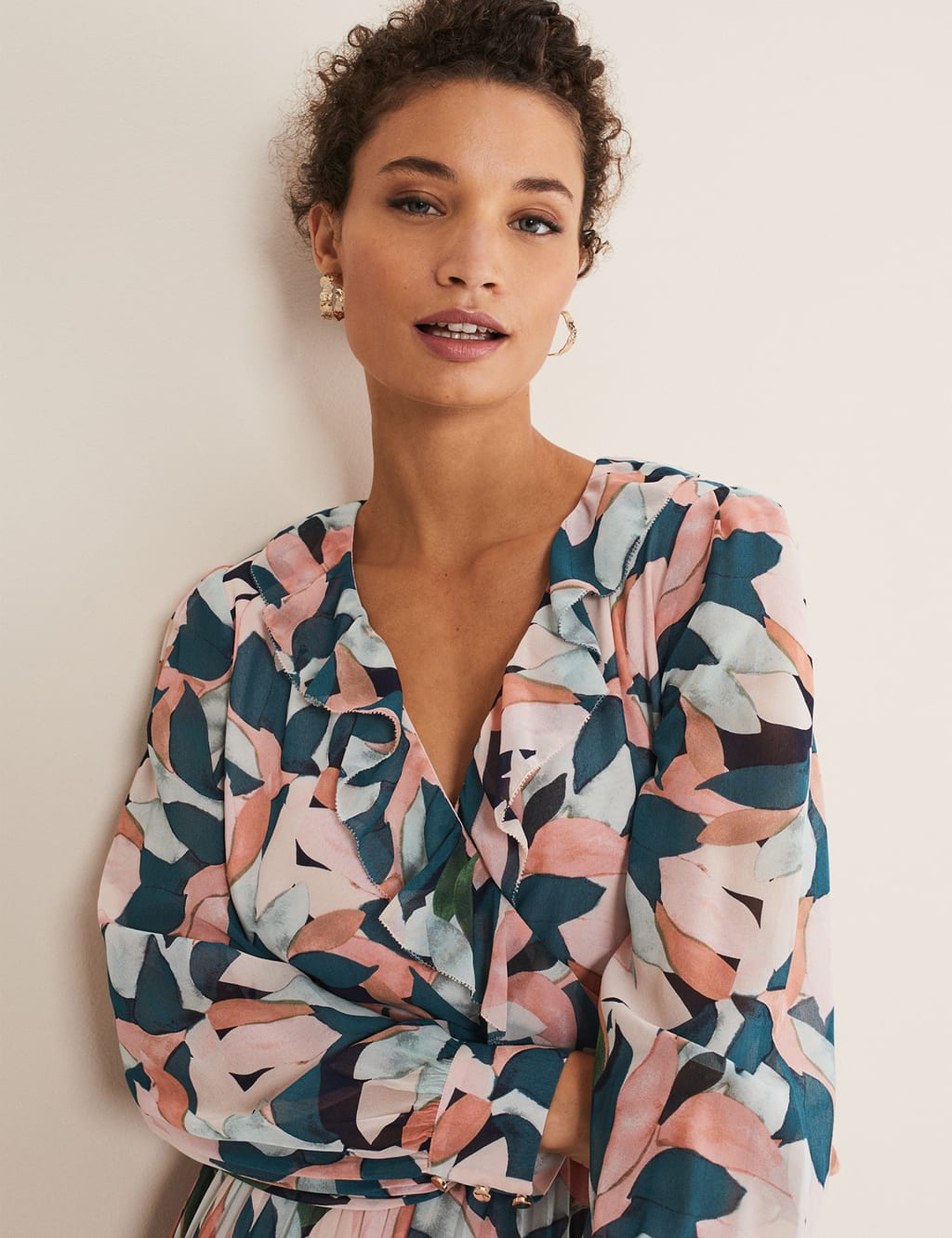 Printed V-Neck Maxi Column Dress image 2