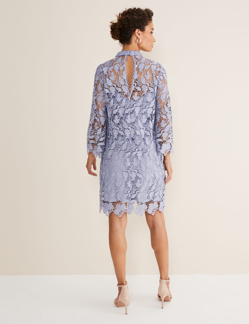 Floral Lace High Neck Knee Length Tea Dress image 4