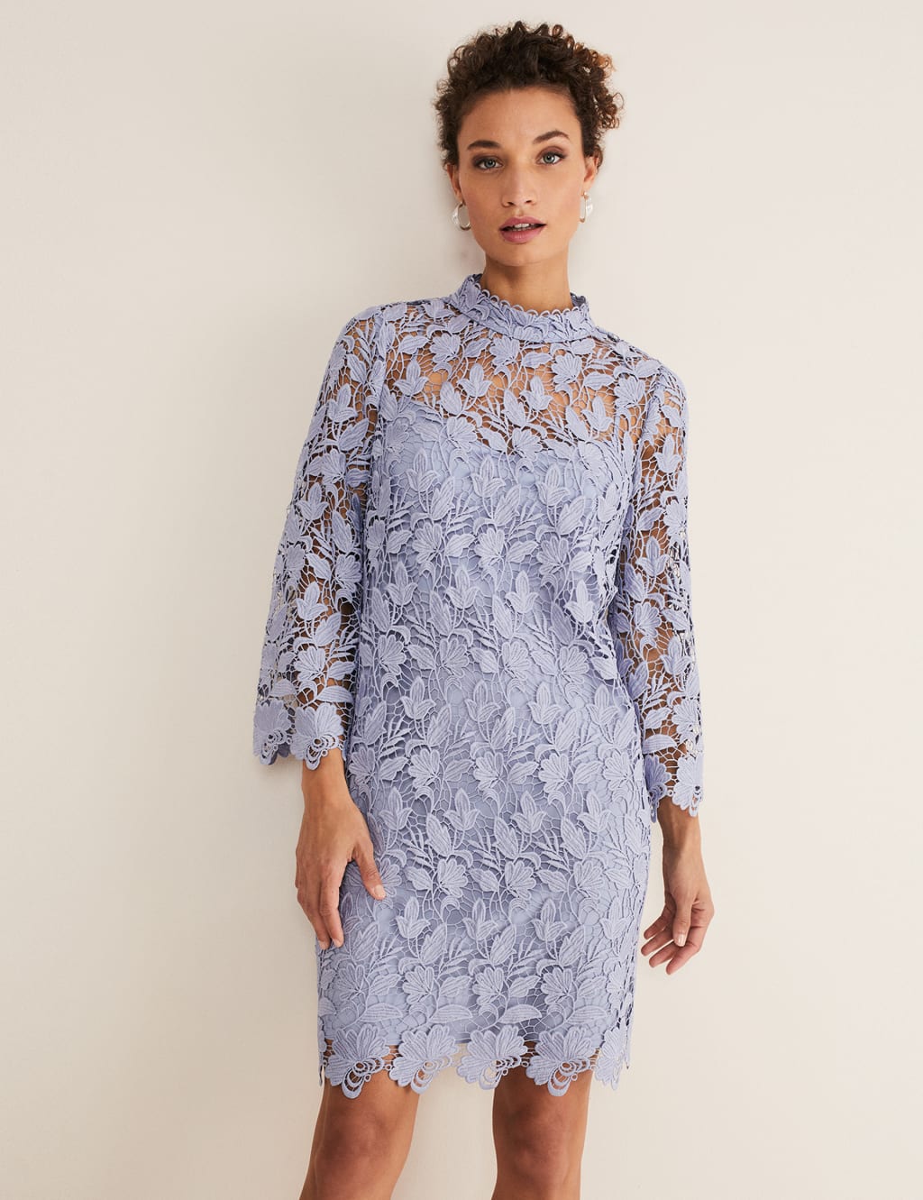 Floral Lace High Neck Knee Length Tea Dress image 5