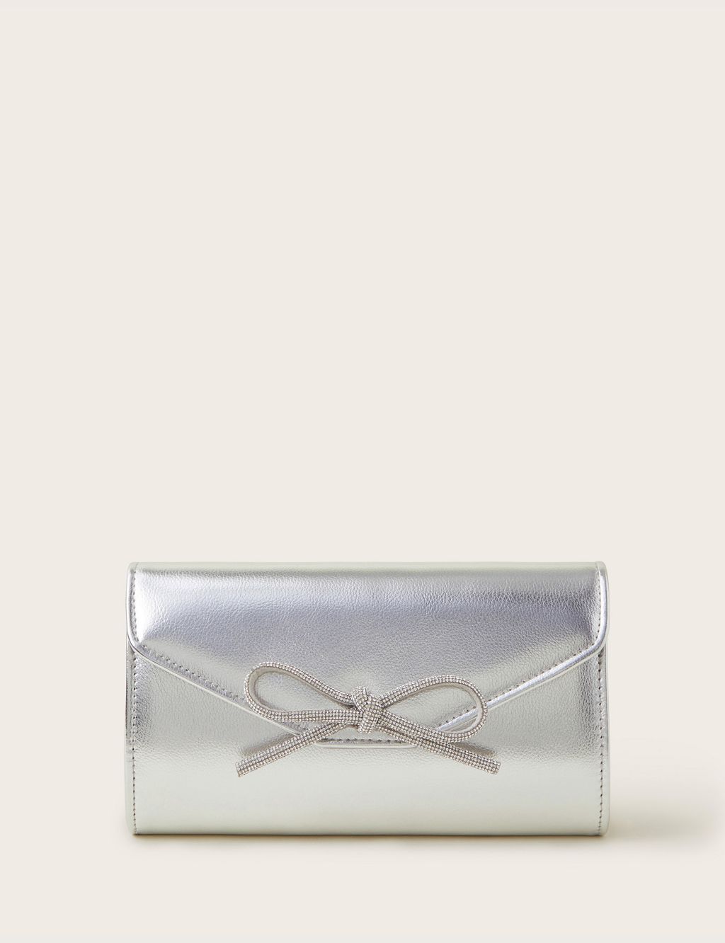 Metallic Diamante Bow Clutch Bag