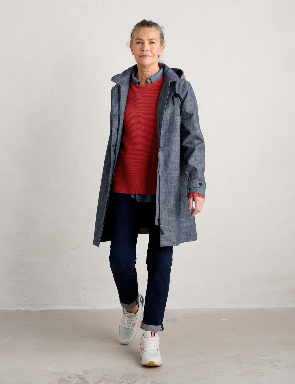 Pure Cotton Hooded Longline Raincoat