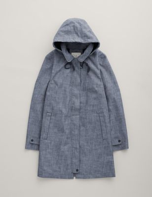 Pure Cotton Hooded Longline Raincoat