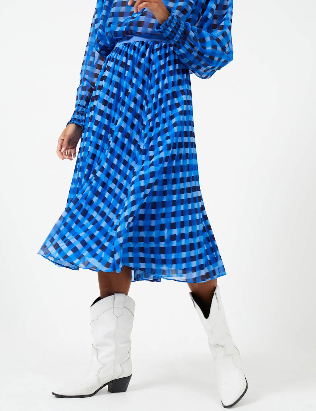 Checked Midi A-Line Skirt image 2
