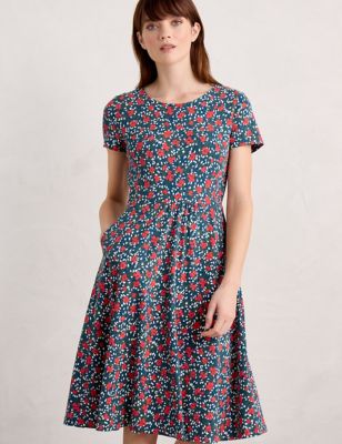 Organic Cotton Floral Knee Length Skater Dress