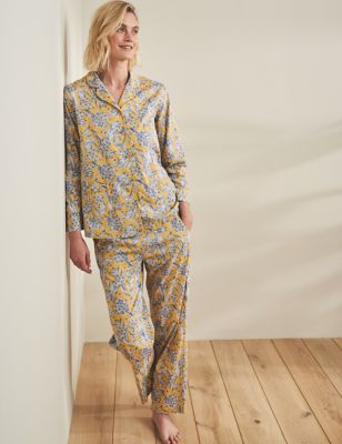Seasalt Cornwall Women's Pure Cotton Floral Pyjama Set - 22REG - Blue Mix, Blue Mix