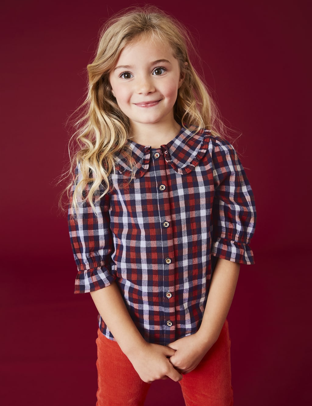 Pure Cotton Checked Blouse (3-10 Yrs) image 1