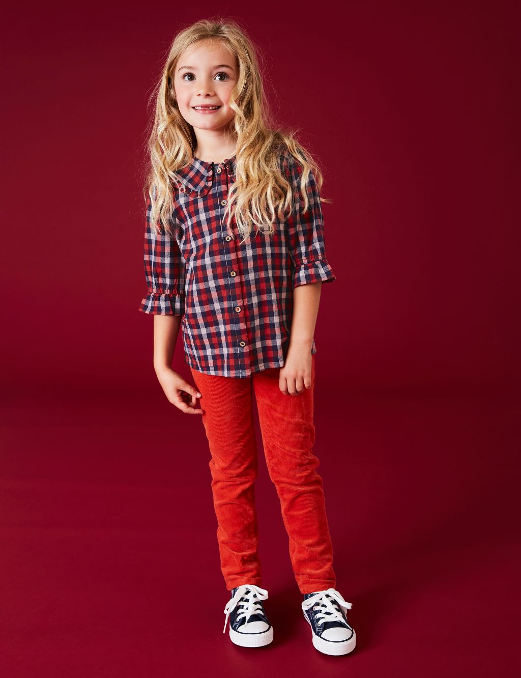 Pure Cotton Checked Blouse (3-10 Yrs) image 2