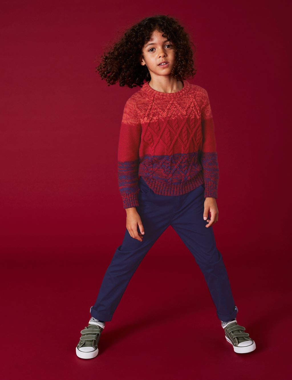 Cotton Rich Colour Block Knitted Jumper (3-10 Yrs) image 1