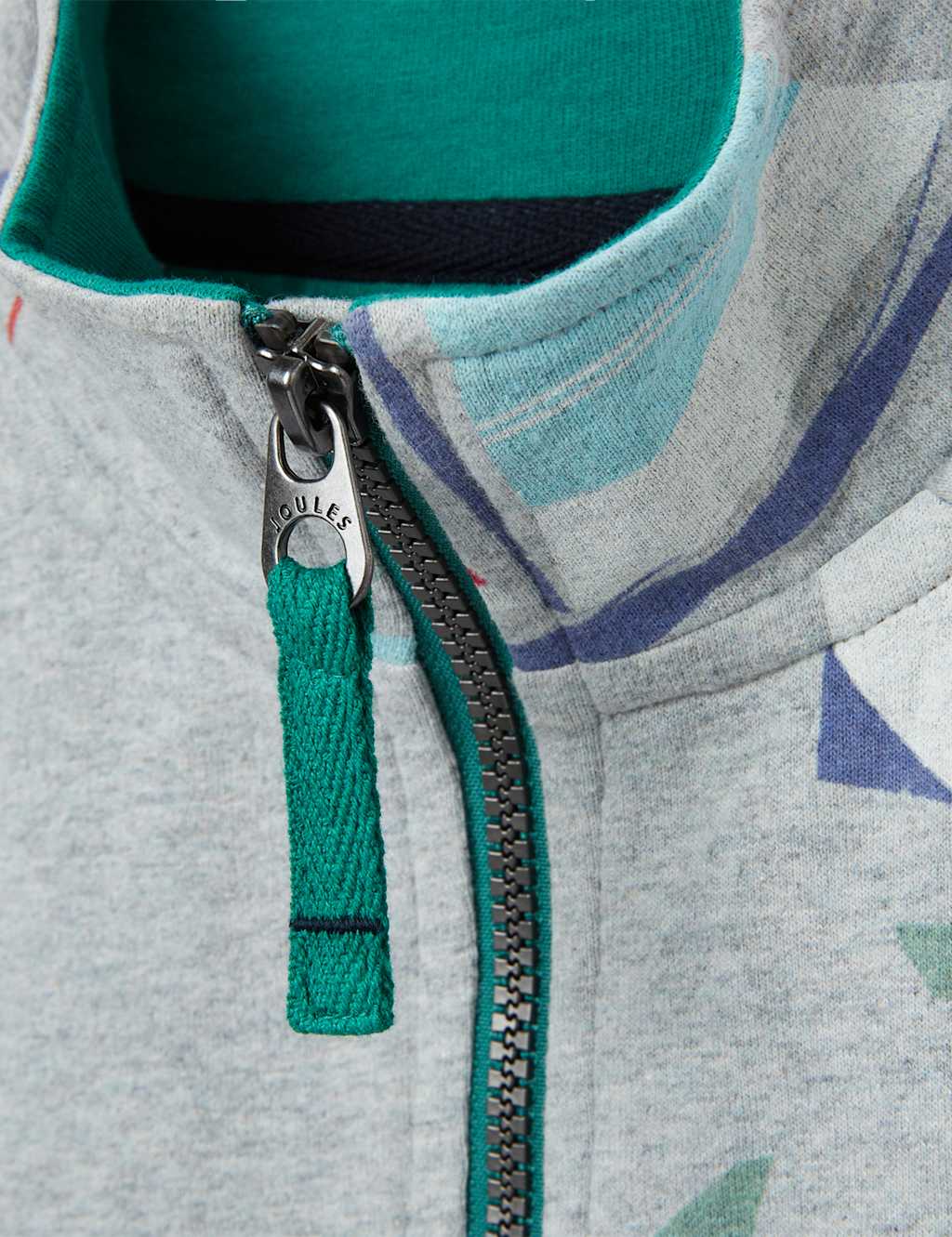 Pure Cotton Boat Print Half Zip Sweatshirt (2-8 Yrs) image 2