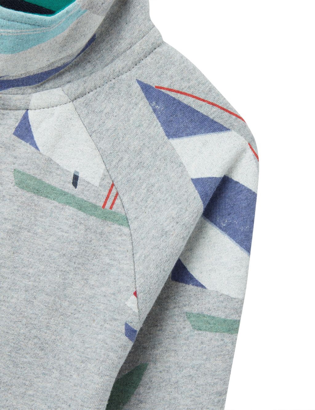 Pure Cotton Boat Print Half Zip Sweatshirt (2-8 Yrs) image 3