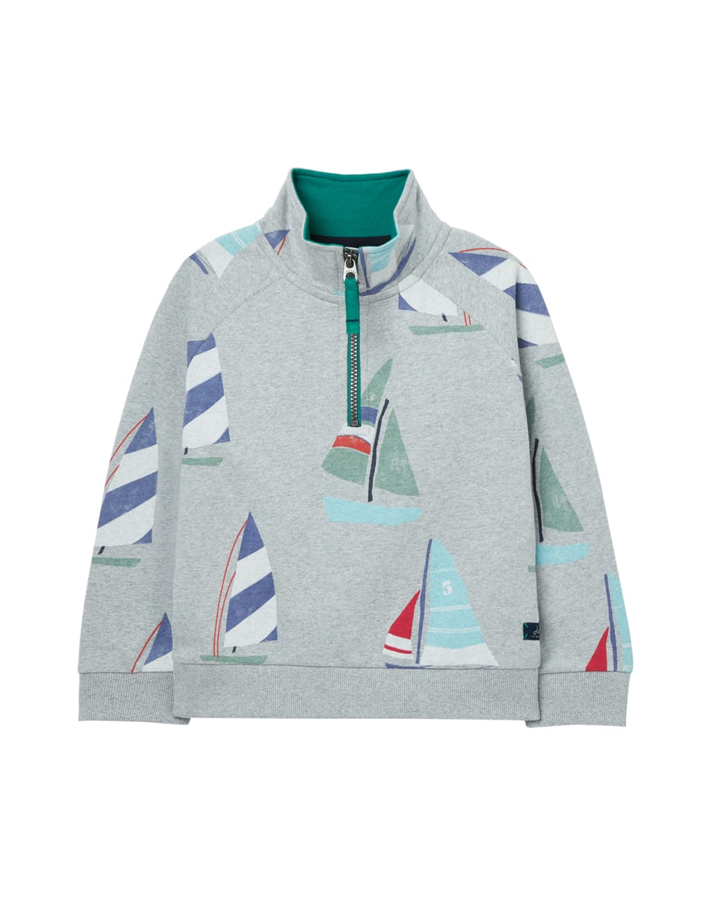Pure Cotton Boat Print Half Zip Sweatshirt (2-8 Yrs) image 1