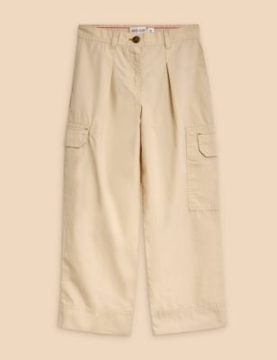 White Stuff Girls Pure Cotton Cargo Trousers (3-10 Yrs) - 3-4 Y - Natural, Natural
