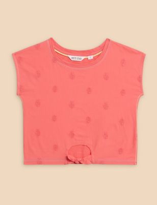 White Stuff Girl's Pure Cotton Embroidered T-Shirt (3-10 Yrs) - 3-4 Y, Red
