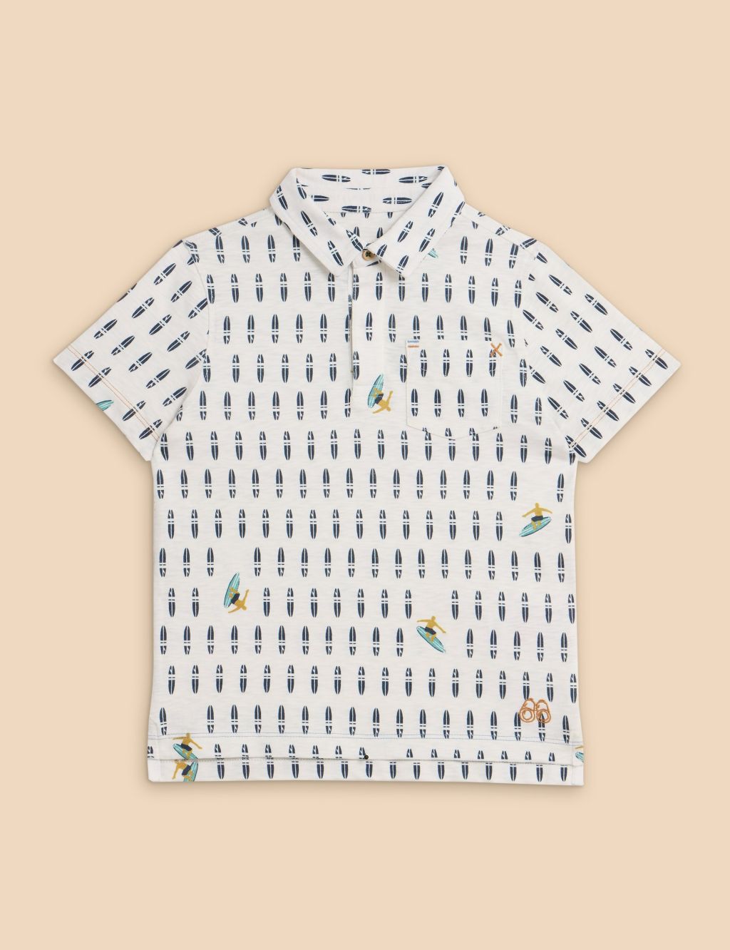 Pure Cotton Surf Print Polo Shirt (3-10 Yrs)
