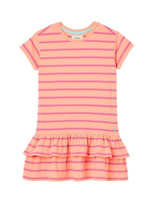Joules Girls Pure Cotton Striped Dress (2-12 Years) - 9y - Pink Mix, Pink Mix
