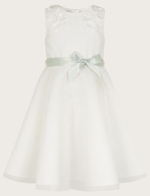 Monsoon Girls Butterfly Embellished Occasion Dress (3-13 Yrs) - 11y - Ivory, Ivory