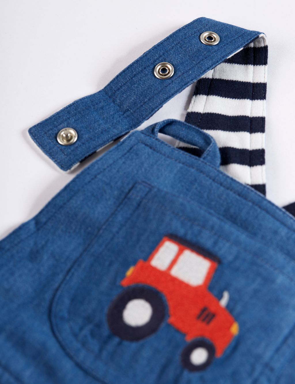 Pure Cotton Reversible Tractor Dungarees (0-4 Yrs) image 6