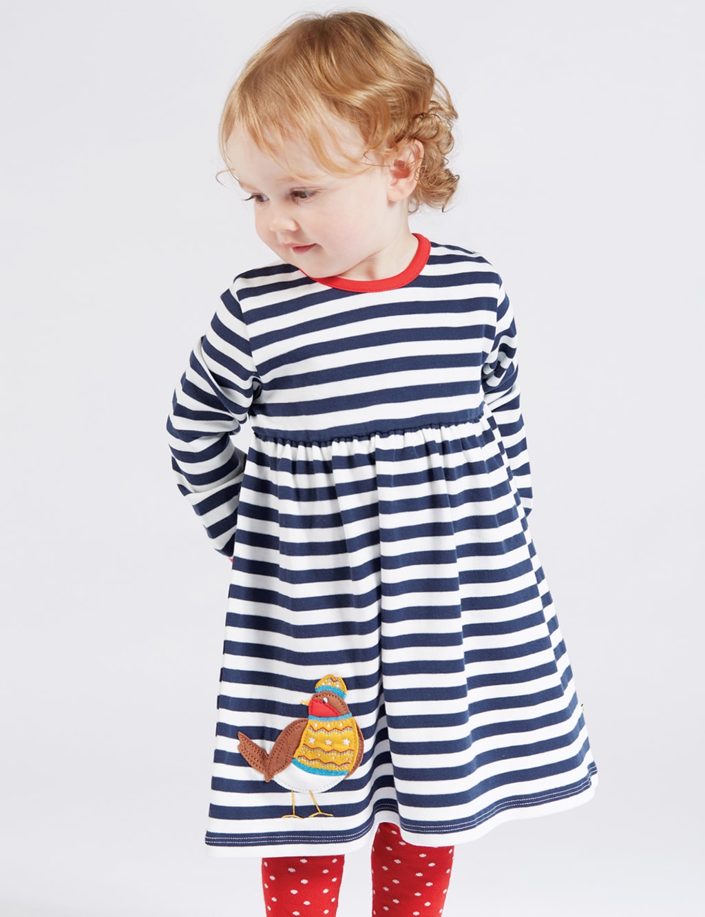 Organic Cotton Striped Appliqué Dress (0-4 Yrs) image 2