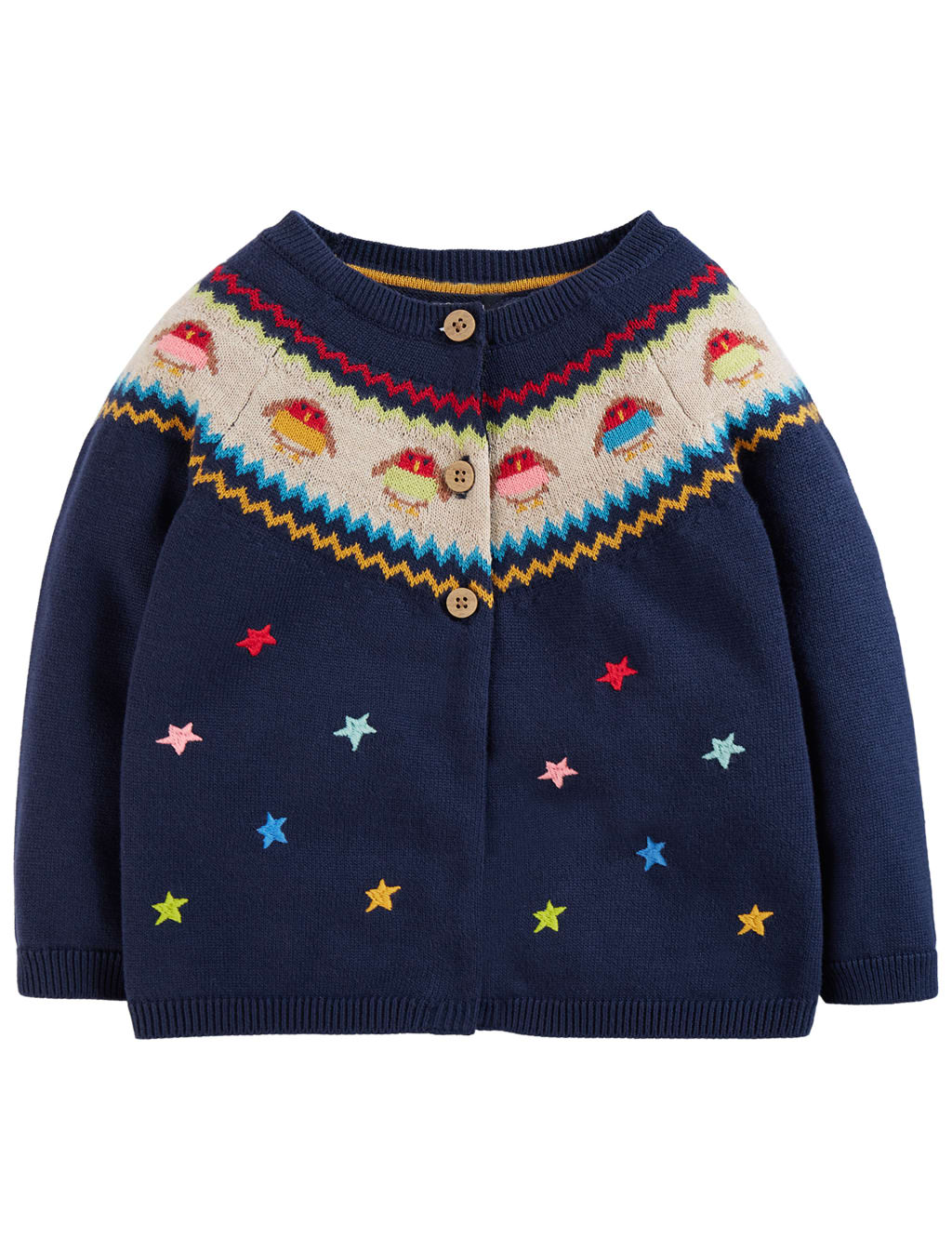 Organic Cotton Robin Fair Isle Cardigan (0-10 Yrs) image 1
