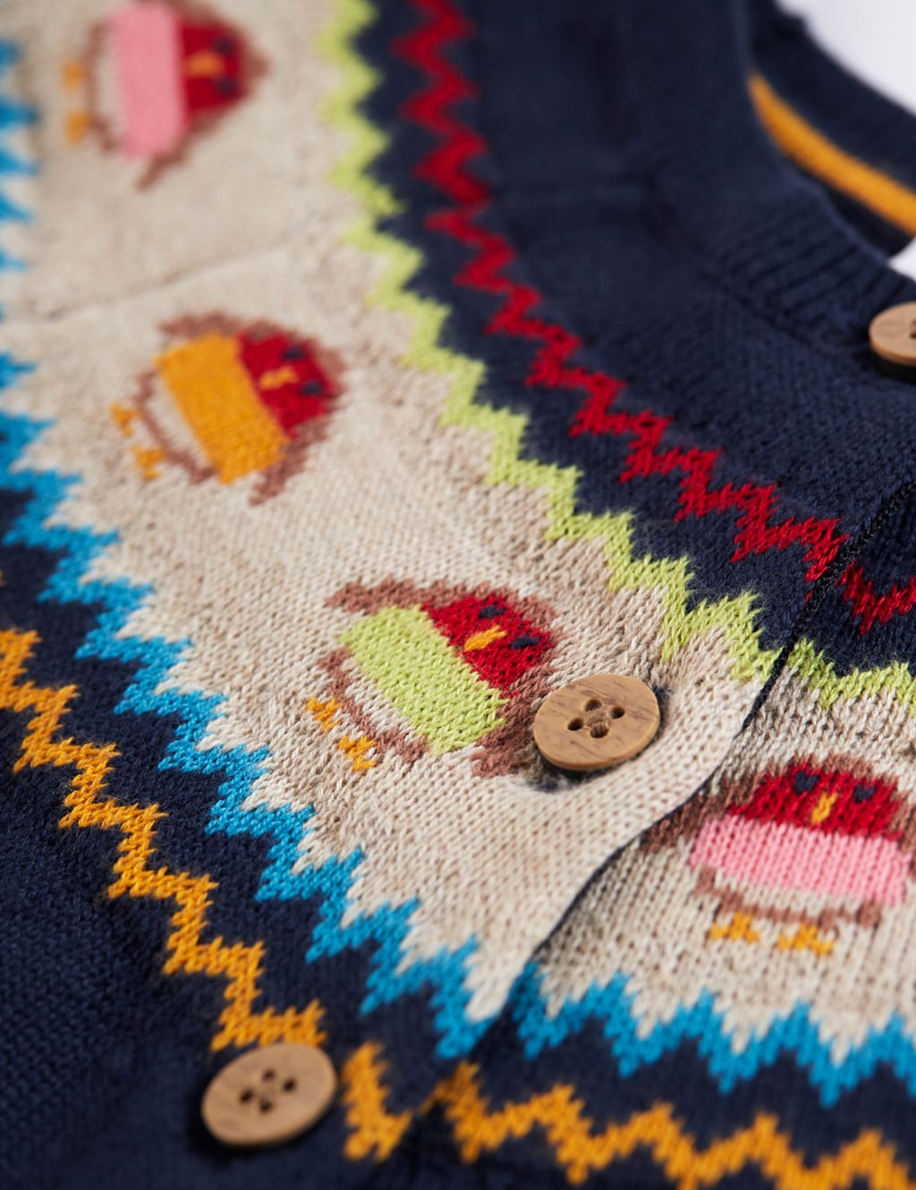 Organic Cotton Robin Fair Isle Cardigan (0-10 Yrs) image 3