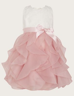 Monsoon Girls Ruffle Occasion Dress (0-3 Yrs) - 6-12M - Pink, Pink