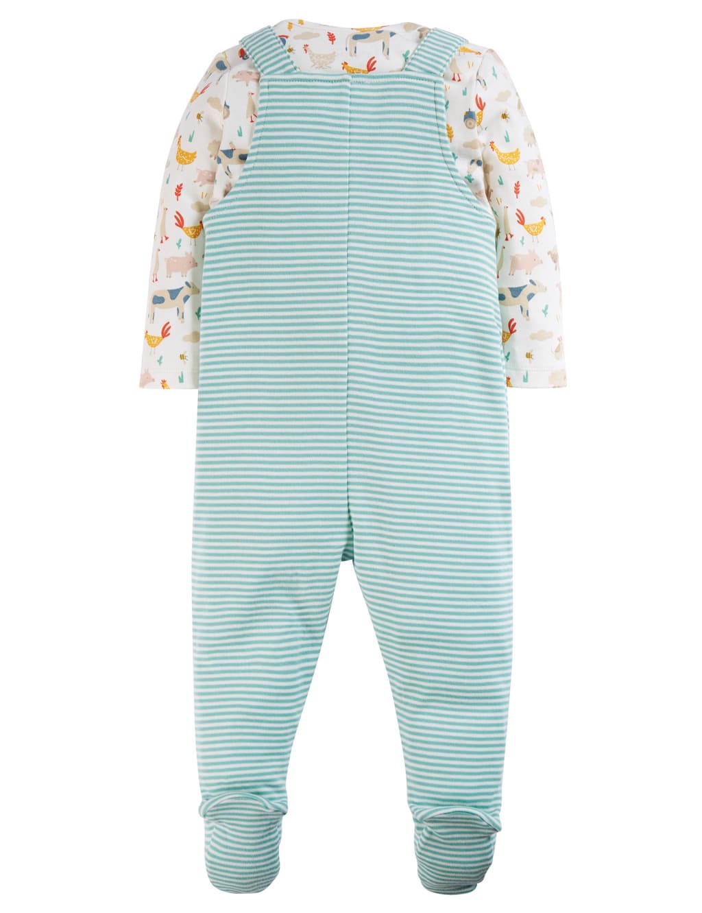 2pc Organic Cotton Striped Farmyard Outfit (0-3 Yrs) image 2