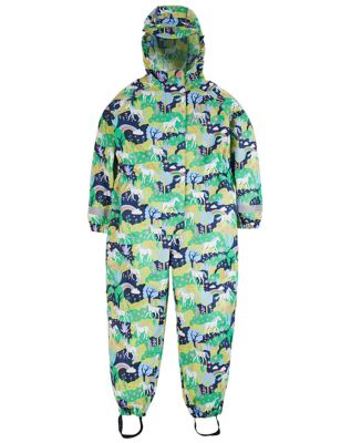 Frugi Girl's Hooded Hedgerow Print Puddlesuit (1-10 Yrs) - 6-12M - Green Mix, Green Mix