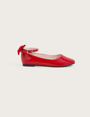 Monsoon Girls Patent Bow Ballet Pumps (7 Small-4 Large) - 2 L - Red, Red