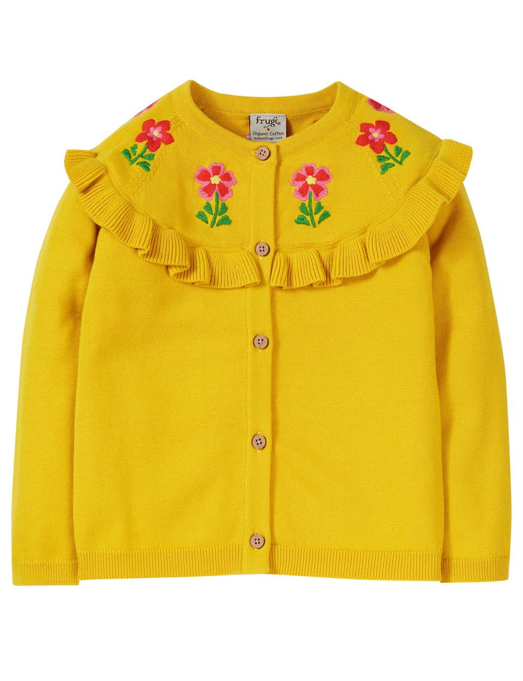 Pure Cotton Floral Ruffle Cardigan (5-10 Yrs)