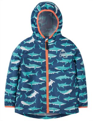 Frugi Boy's Hooded Shark Print Raincoat (2-10 Yrs) - 2-3 Y - Navy Mix, Navy Mix