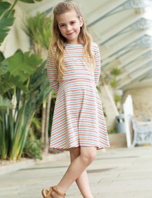 Frugi Girl's Cotton Rich Striped Dress (2-10 Yrs) - 3-4 Y - Multi, Multi