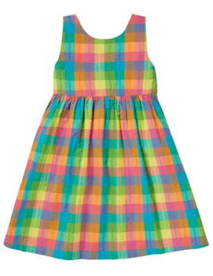 Frugi Girl's Organic Cotton Checked Dress (2-10 Yrs) - 2-3 Y - Multi, Multi