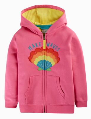 Frugi Girl's Organic Cotton 'Make Waves' Hoodie - 9-10Y - Pink, Pink