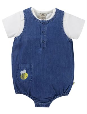 Frugi 2pc Pure Cotton Bee Outfit (0-12 Yrs) - 3-6 M - Blue, Blue