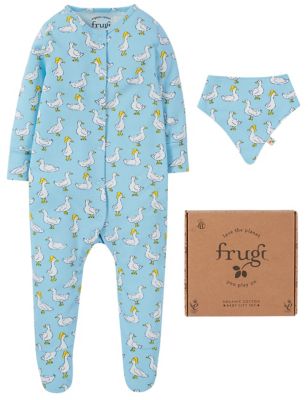 Frugi 2pc Organic Cotton Sleepsuit Outfit (0-12 Mths) - 0-3 M - Blue, Blue