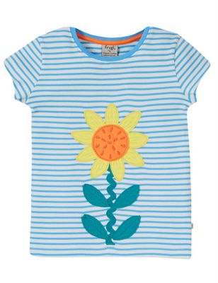 Frugi Girls Organic Cotton Applique T-Shirt (2-10 Yrs) - 8-9 Y - Blue Mix, Blue Mix