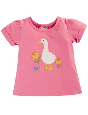 Frugi Girl's Organic Cotton Animal T-Shirt (0-4 Yrs) - 2-3 Y - Pink, Pink